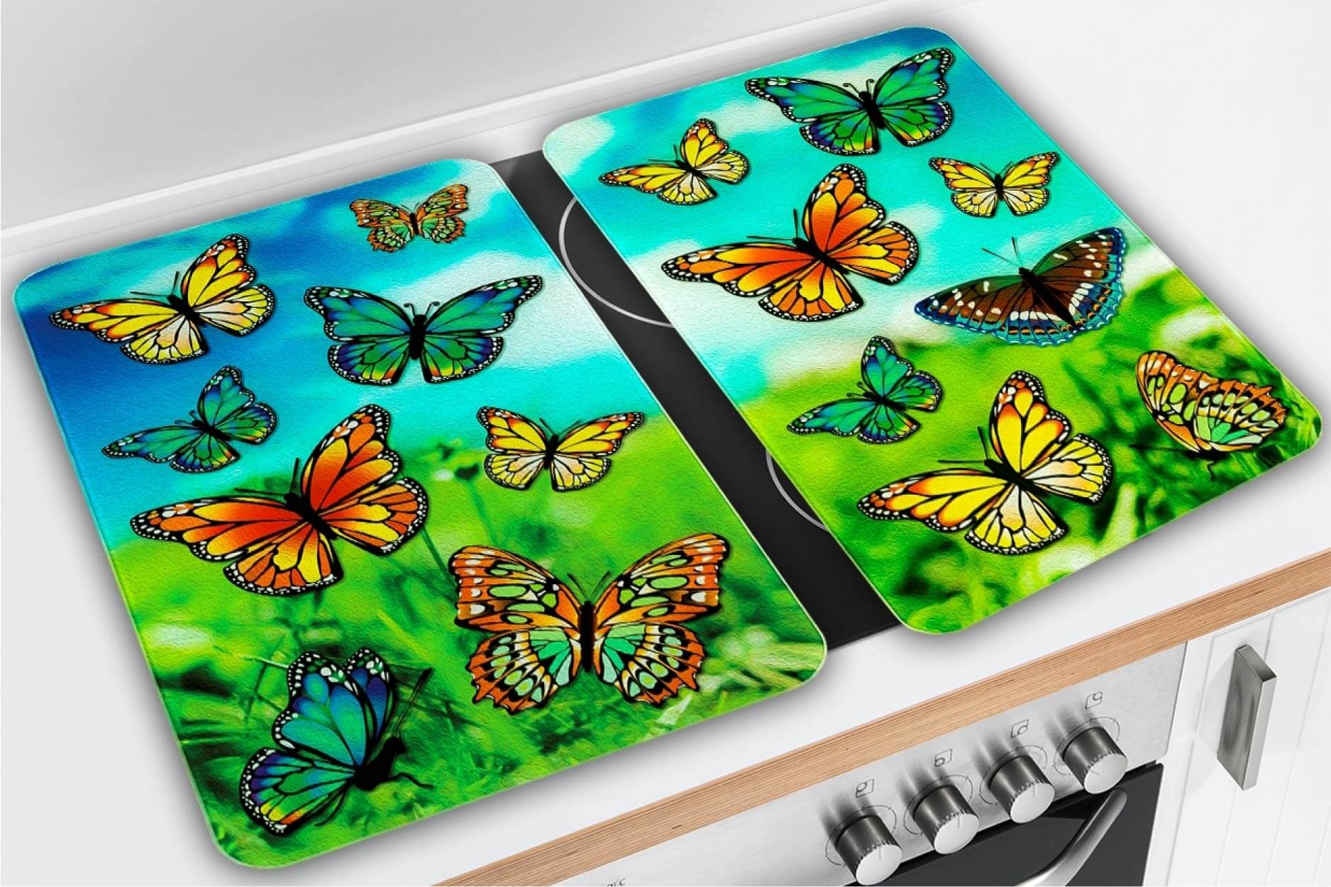 Herdabdeckplatten Universal Schmetterlinge 2er Set, für alle Herdarten