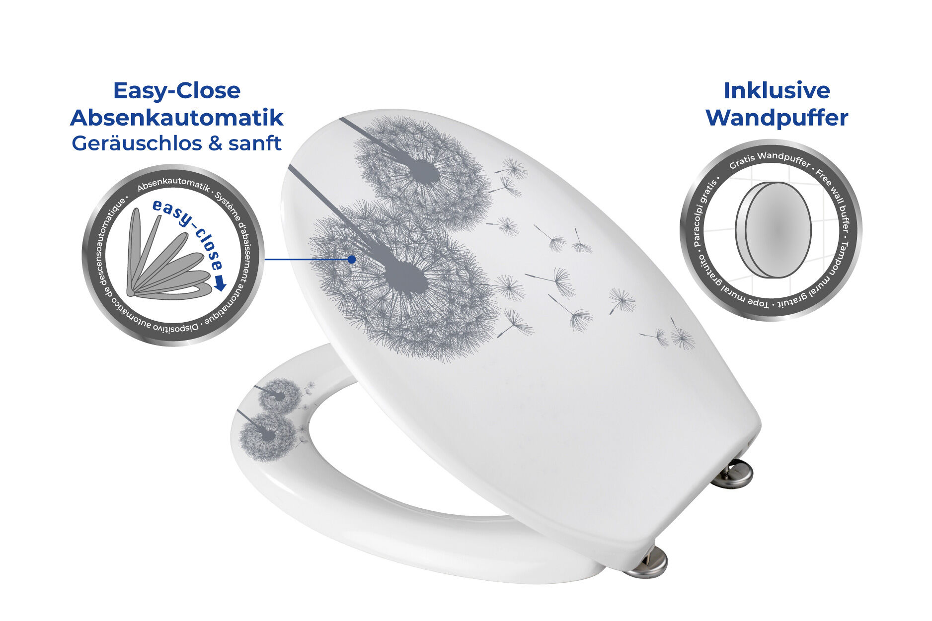 Premium WC-Sitz Astera, aus antibakteriellem Duroplast, mit Absenkautomatik