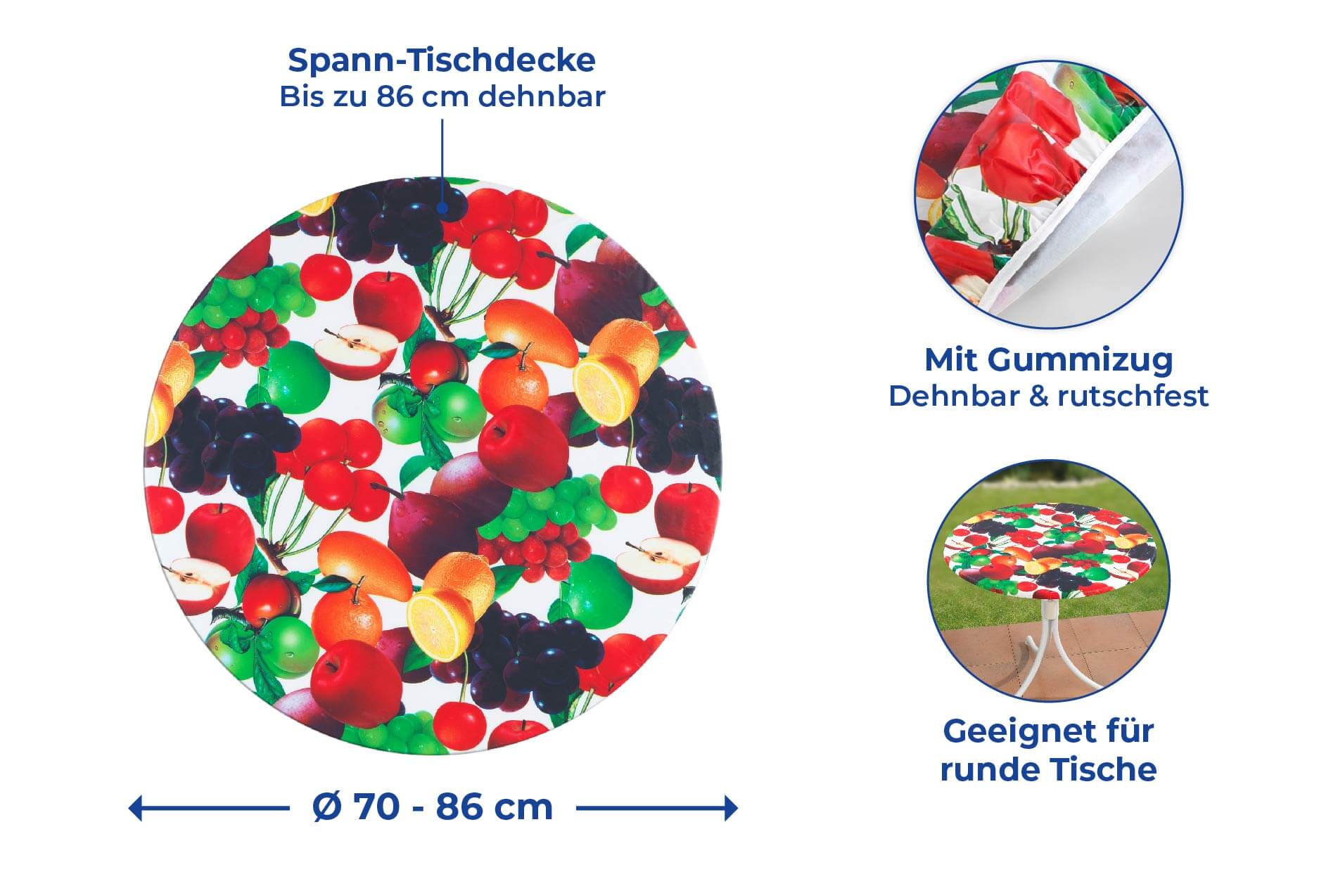 Spann-Tischdecke Obst