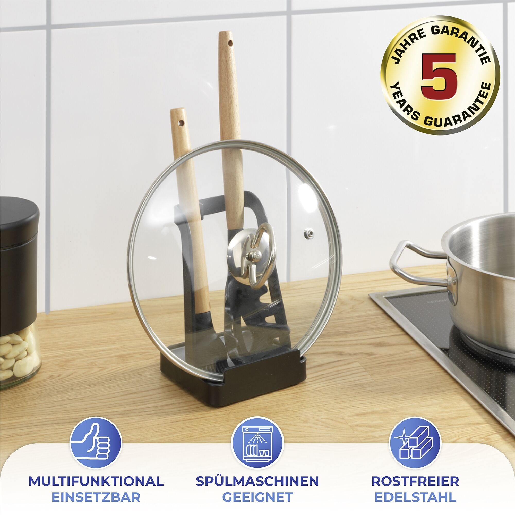 3in1 Kochlöffel & Topfdeckelständer Premium