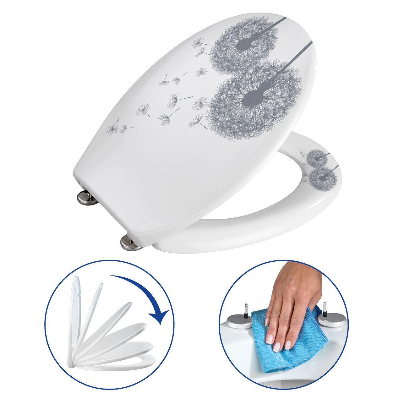 Premium WC-Sitz Astera, aus antibakteriellem Duroplast, mit Absenkautomatik