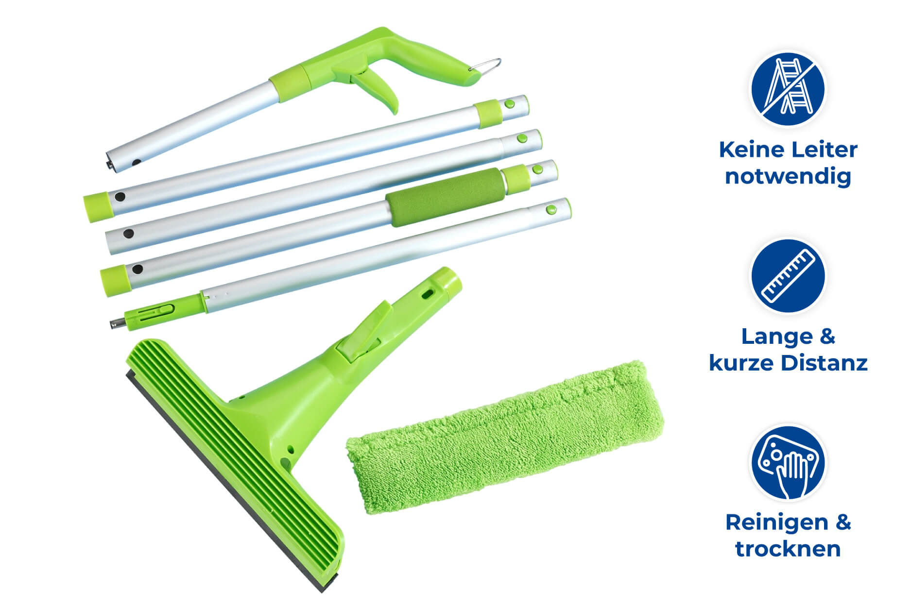 Fensterputzset mit Sprüh-Fensterwischer und Reinigungsbürste für Tür- und Fensterritzen