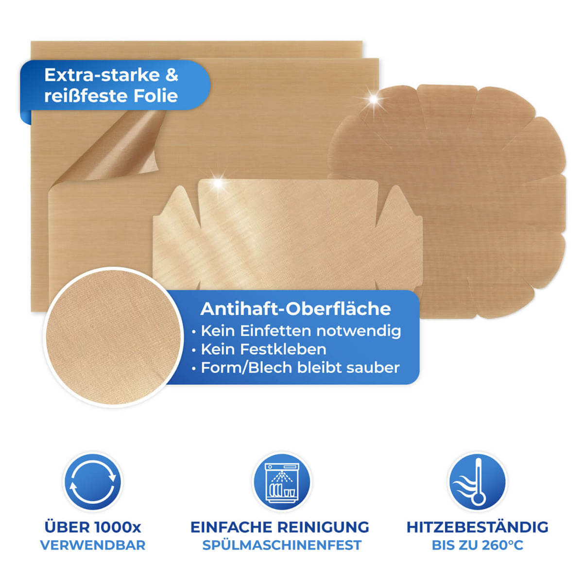 Antihaft-Backform-Zuschnitt 4tlg