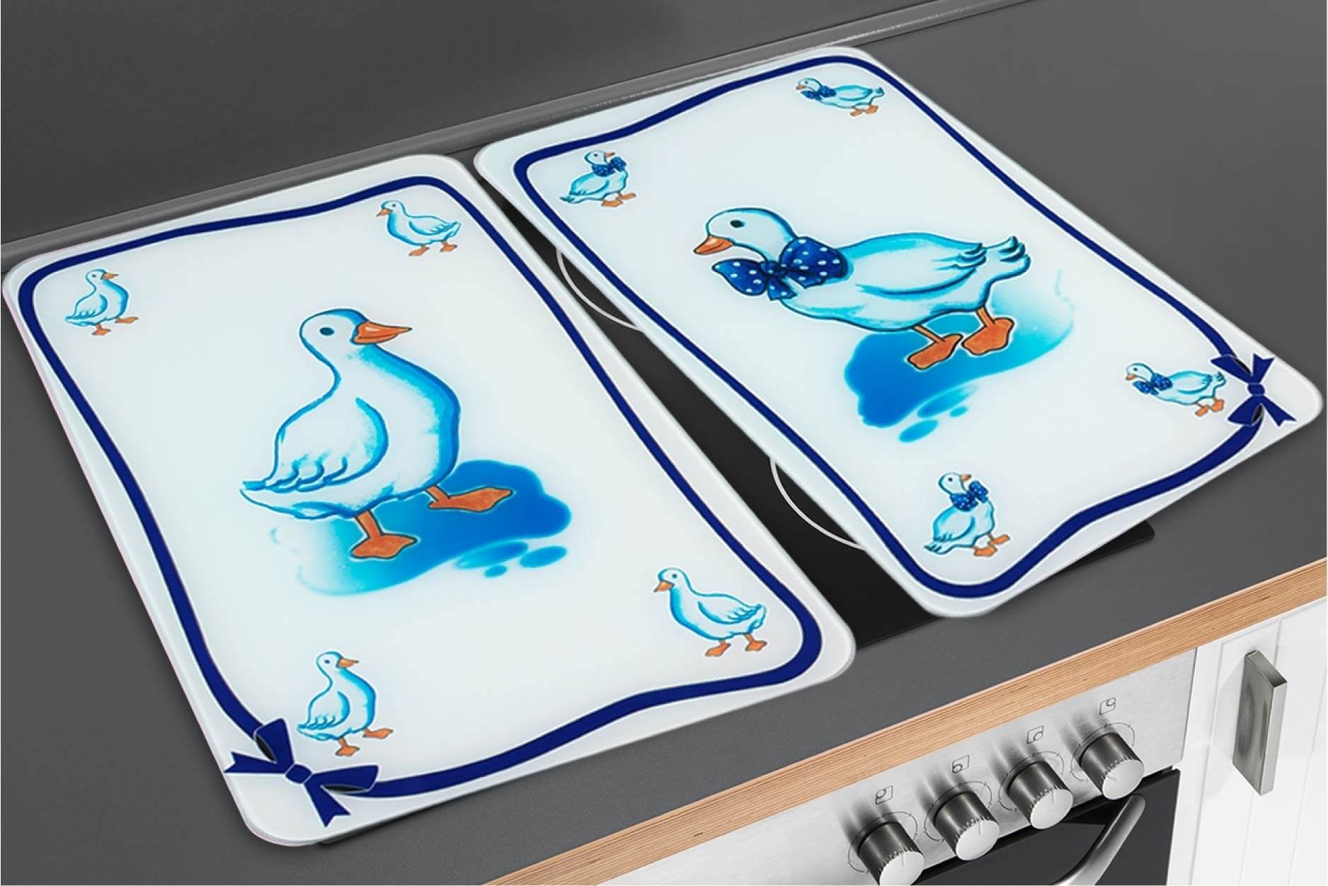 Herdabdeckplatte Universal Gänse 2er Set, für alle Herdarten