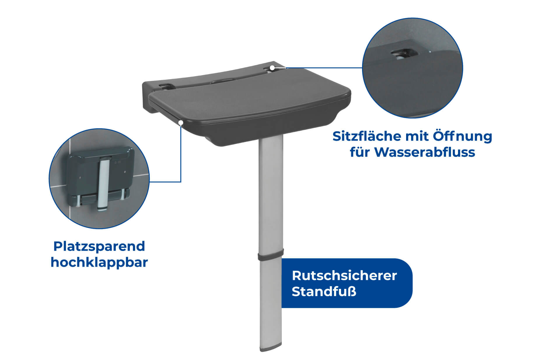 Duschklappsitz Secura Premium, 120 kg Tragkraft