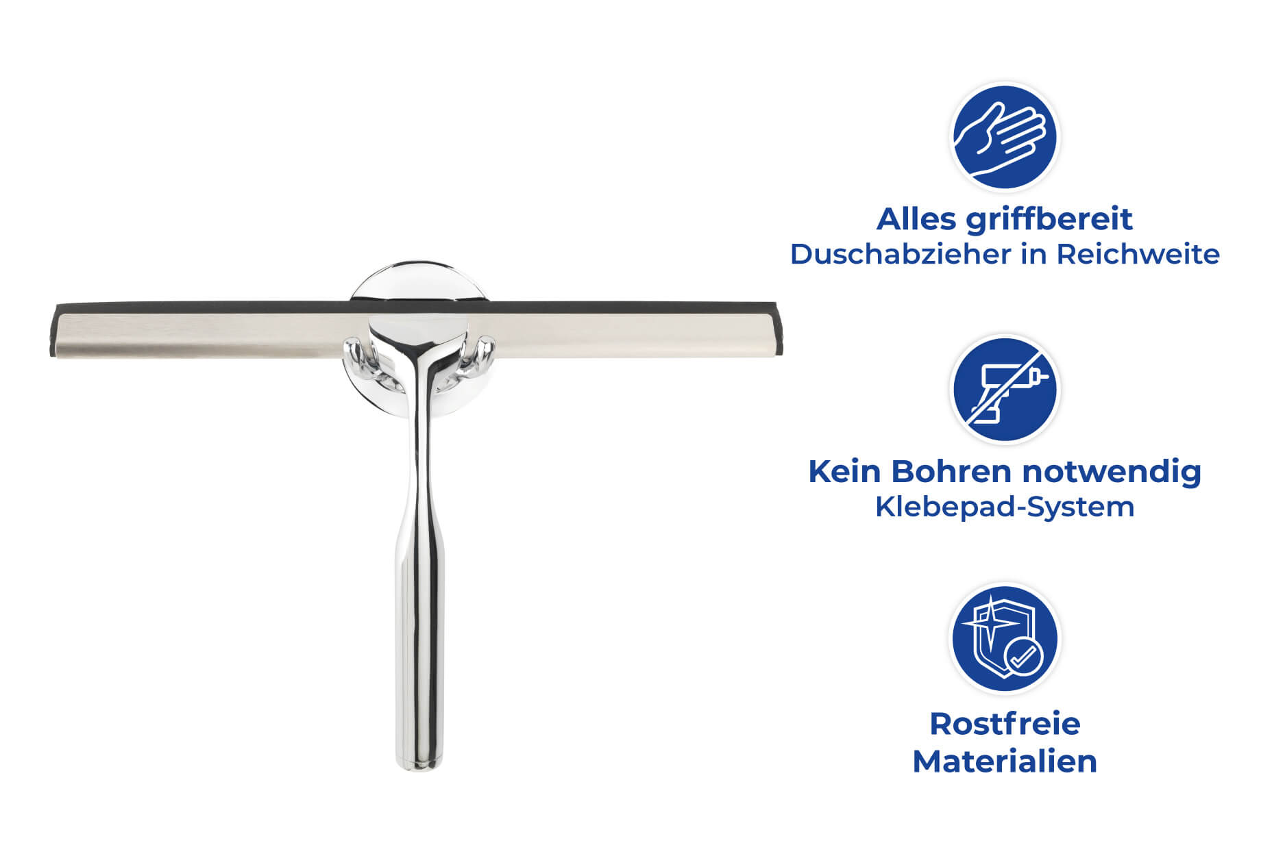 Badezimmerwischer Terni Plus, Duschabzieher mit Turbo-Loc Wandbefestigung zum Ankleben Badezimmerwischer Terni Plus, Duschabzieher mit Turbo-Loc Wandbefestigung zum Ankleben