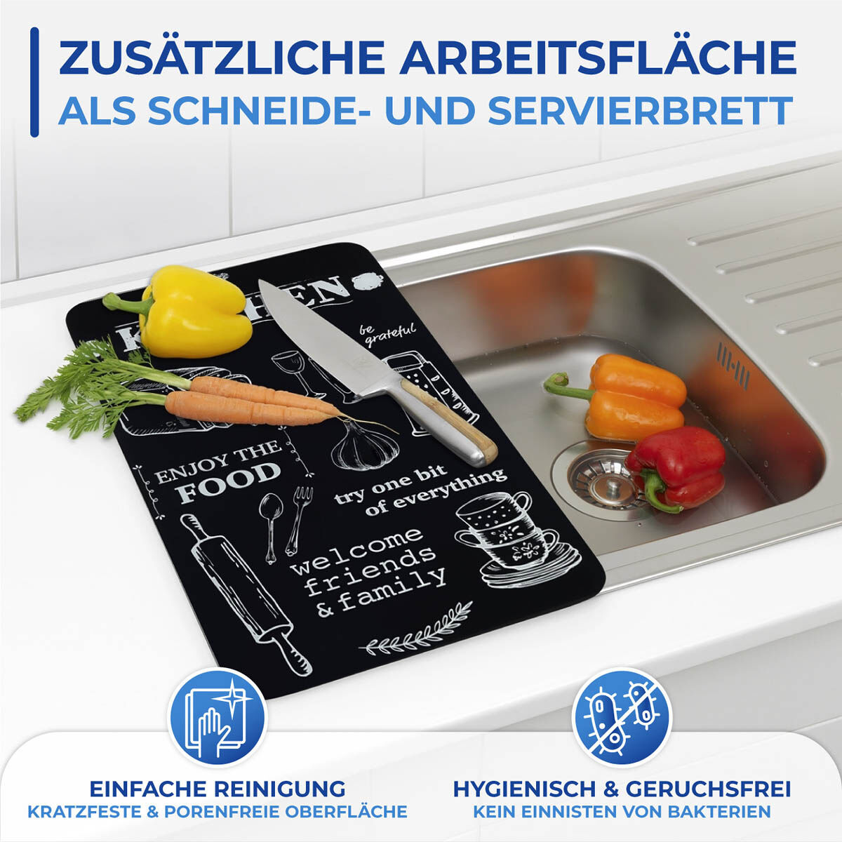 Herdabdeckplatte Universal Kitchen Rules 2er Set, für alle Herdarten