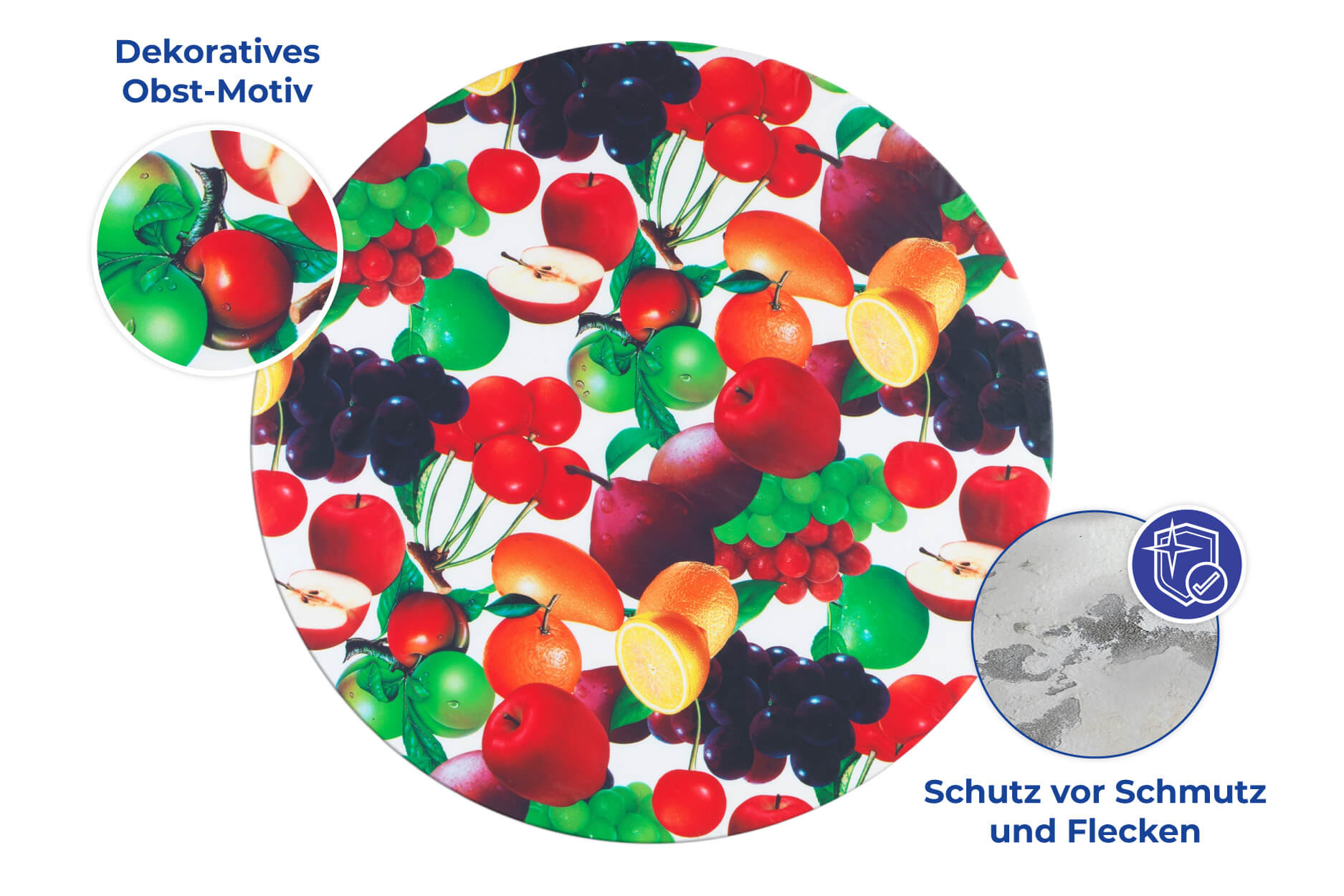 Maximex Spann Tischdecke für runde Tische mit Obst-Motiv